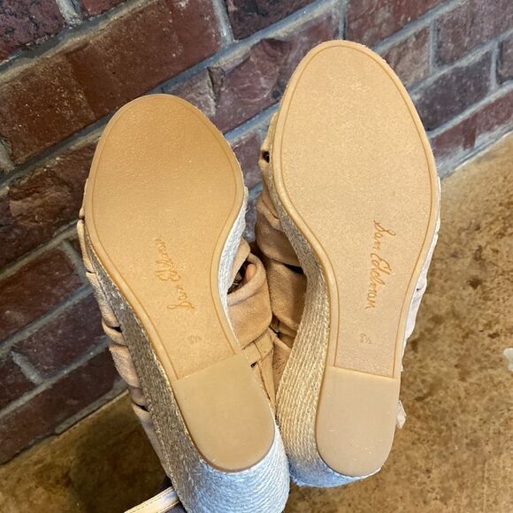 Sam Edelman Women Awan Tan Suede Wedge Open-toe Ankle Strap Sandals - Picture 7 of 8